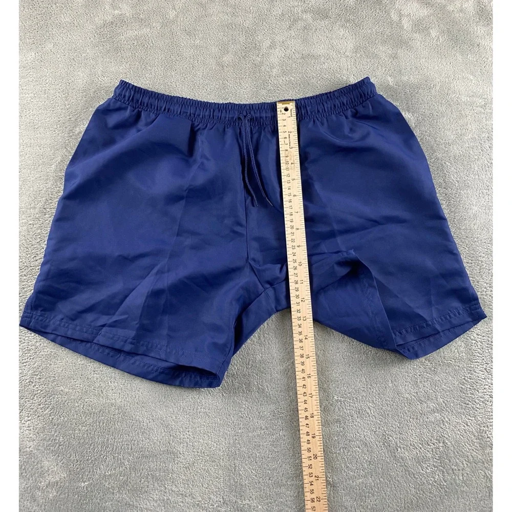 BCG Mens Navy Blue Athletic Gym Shorts Large Elastic Drawstring Waist Solid